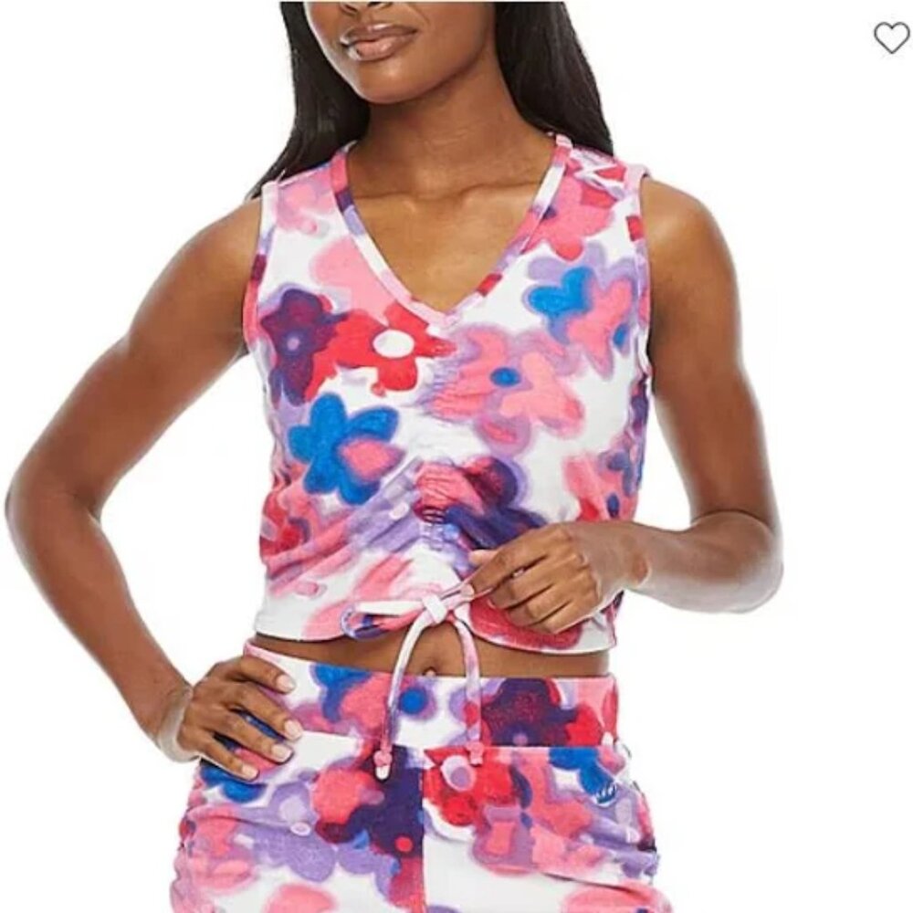 Juicy Couture Sleeveless Terry Floral Crop Top